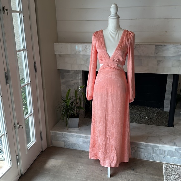 AFRM Norton Snake Blush Jacquard Cutout Sides & Back Midi Dress Size SP NWT - Picture 4 of 16